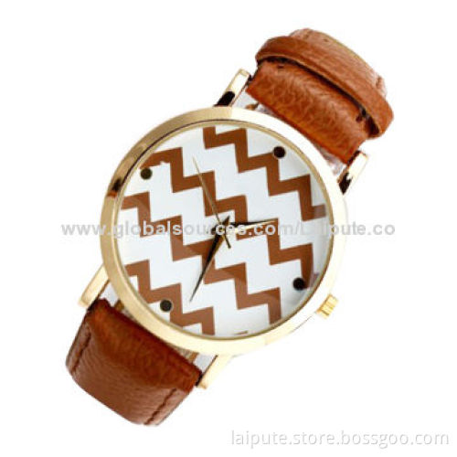 Fashionable Geneva Platinum Round Print Leather Strap Watch, Nice Choice for Girl FriendsNew